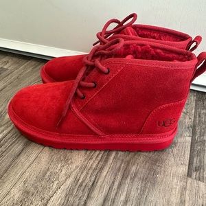 Red Ankle Ugg Plush Boots